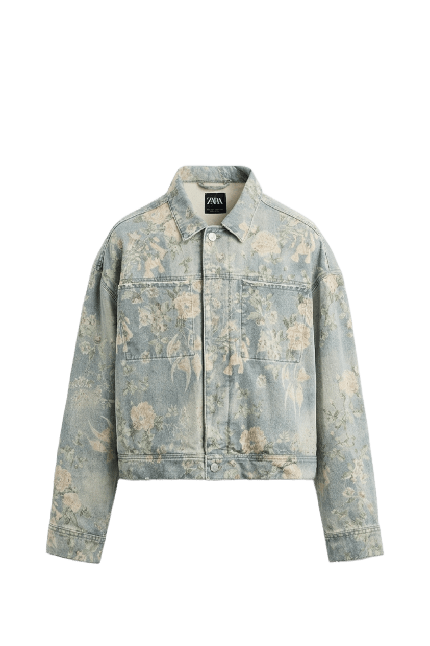 Zara floral print denim