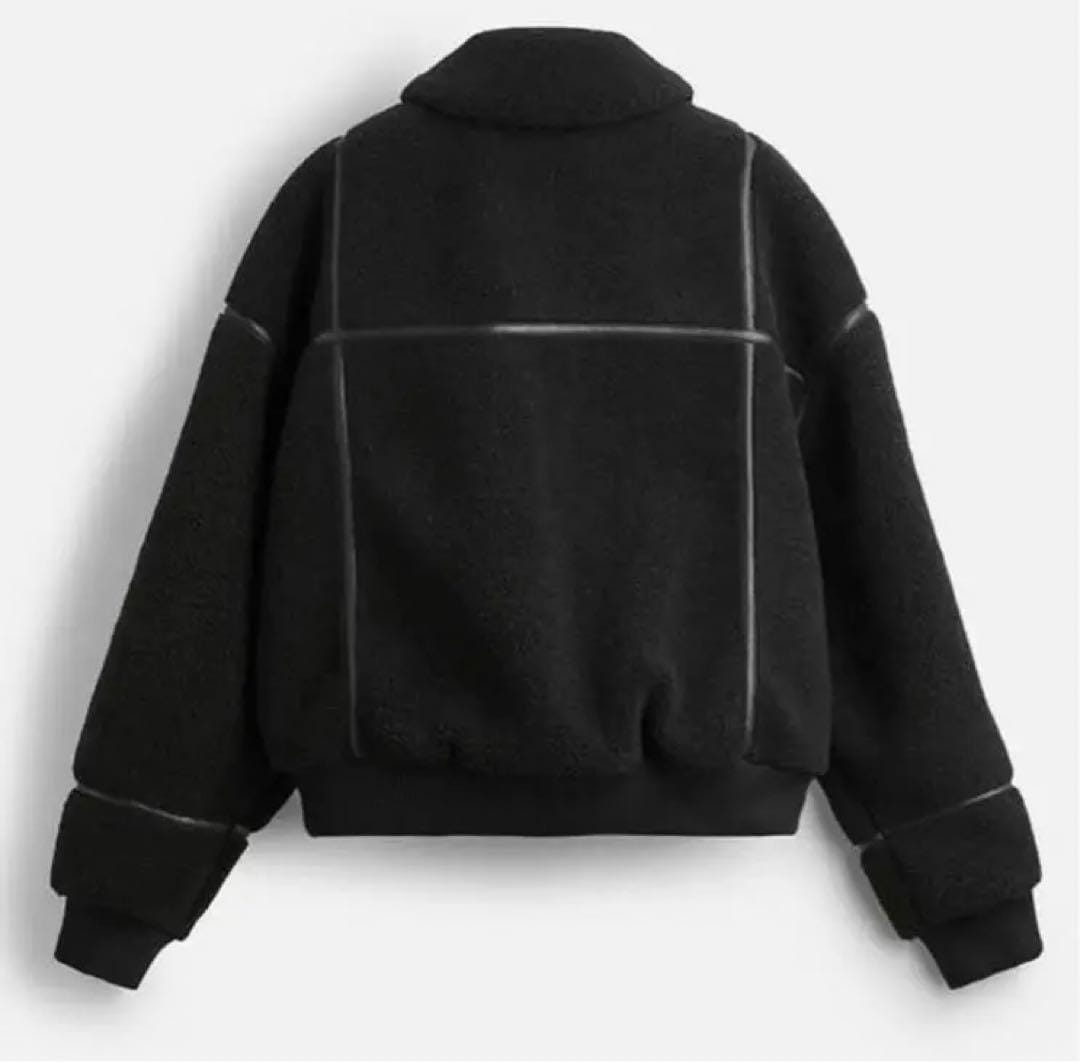 Zara Contrast Faux Shearling Jacket black