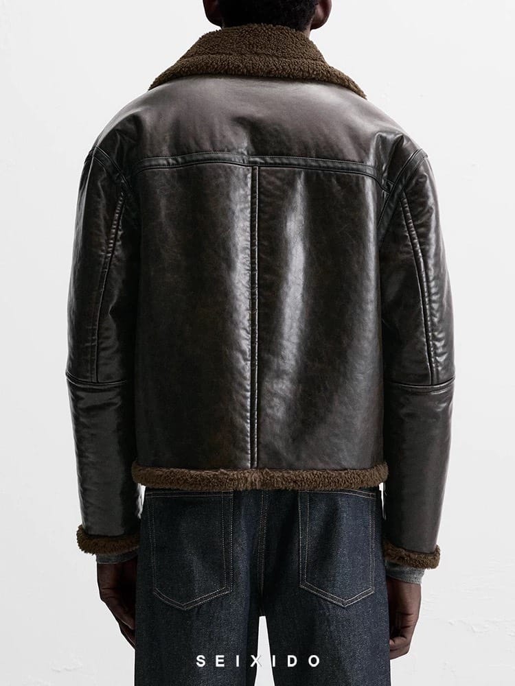 Brown Leather-effect jacket