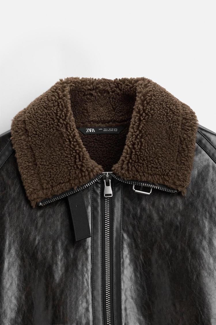 Brown Leather-effect jacket