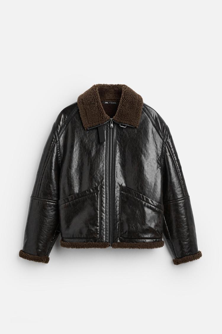 Brown Leather-effect jacket