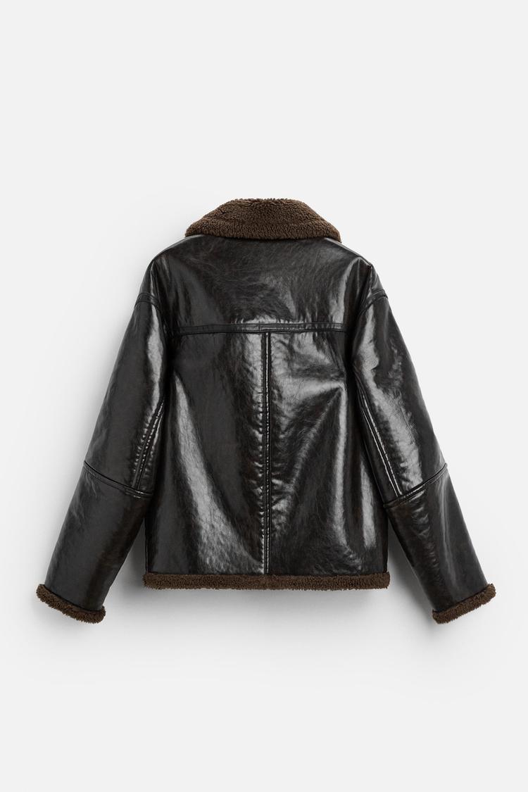 Brown Leather-effect jacket