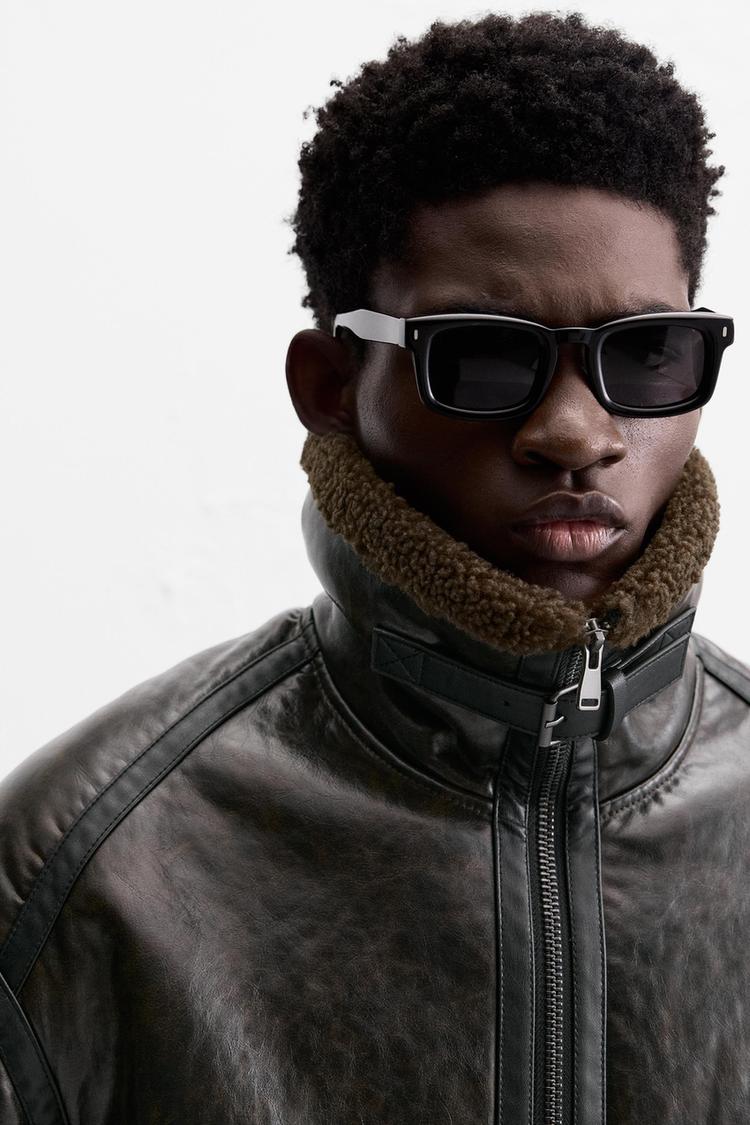 Brown Leather-effect jacket