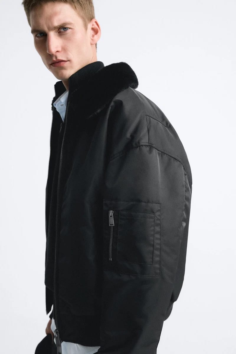 Zara Mixed Collar Bomber Jacket