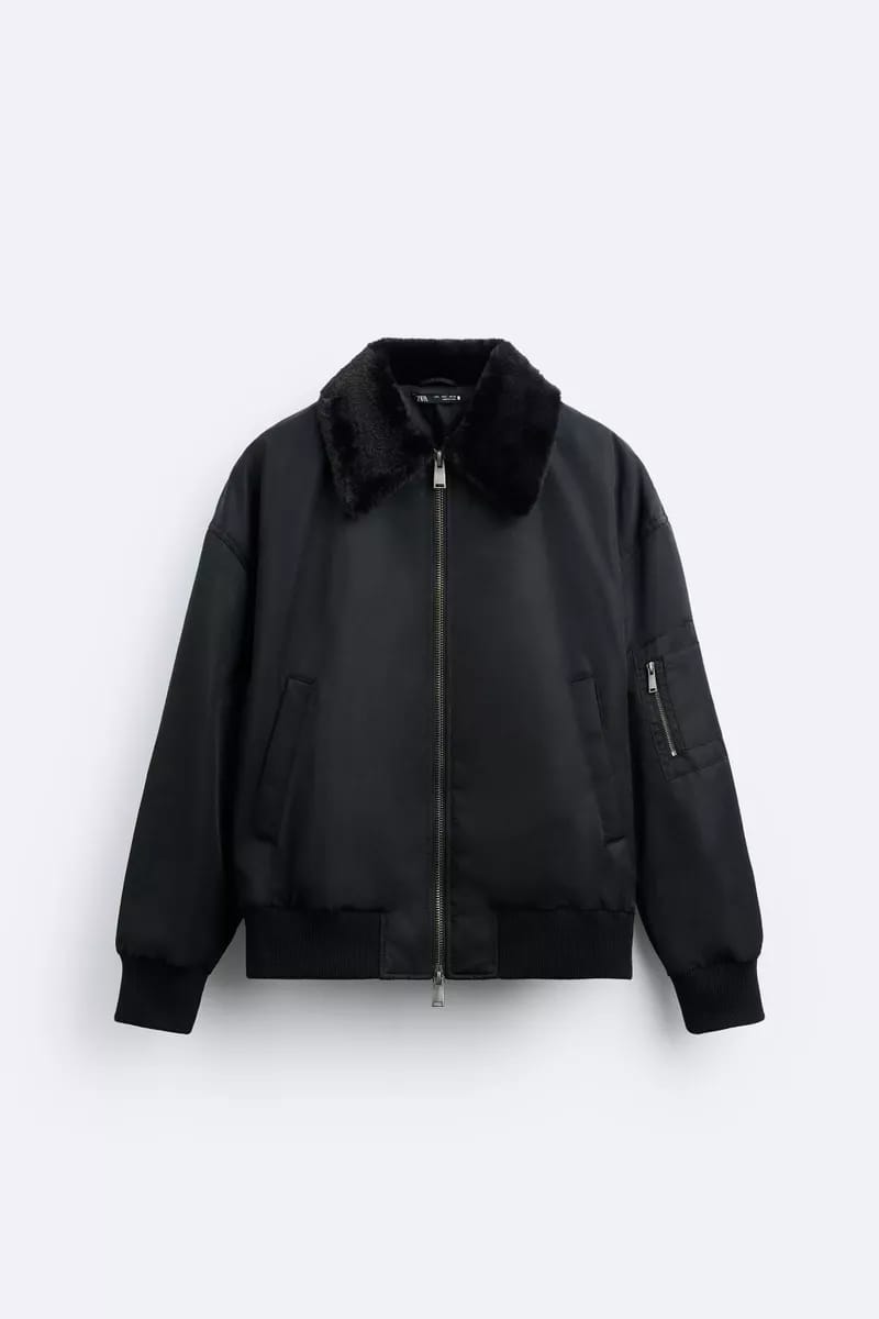 Zara Mixed Collar Bomber Jacket