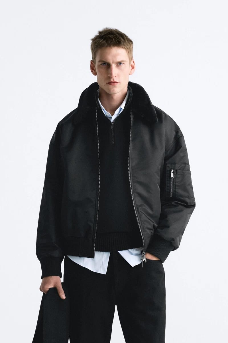 Zara Mixed Collar Bomber Jacket