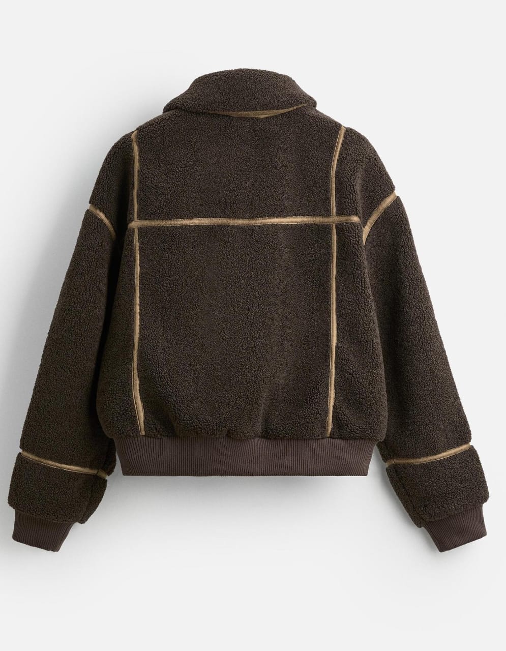 Zara Contrast Faux Shearling Jacket brown