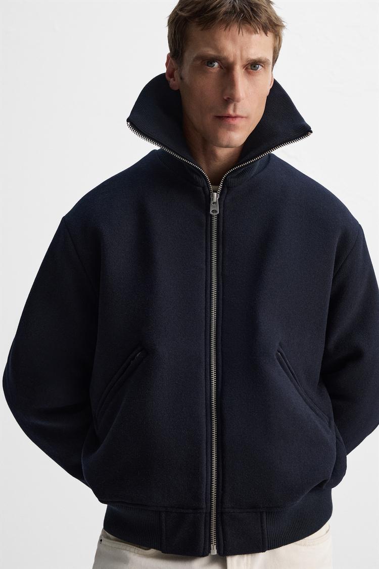 Zara padded jacket with a ribbed collar