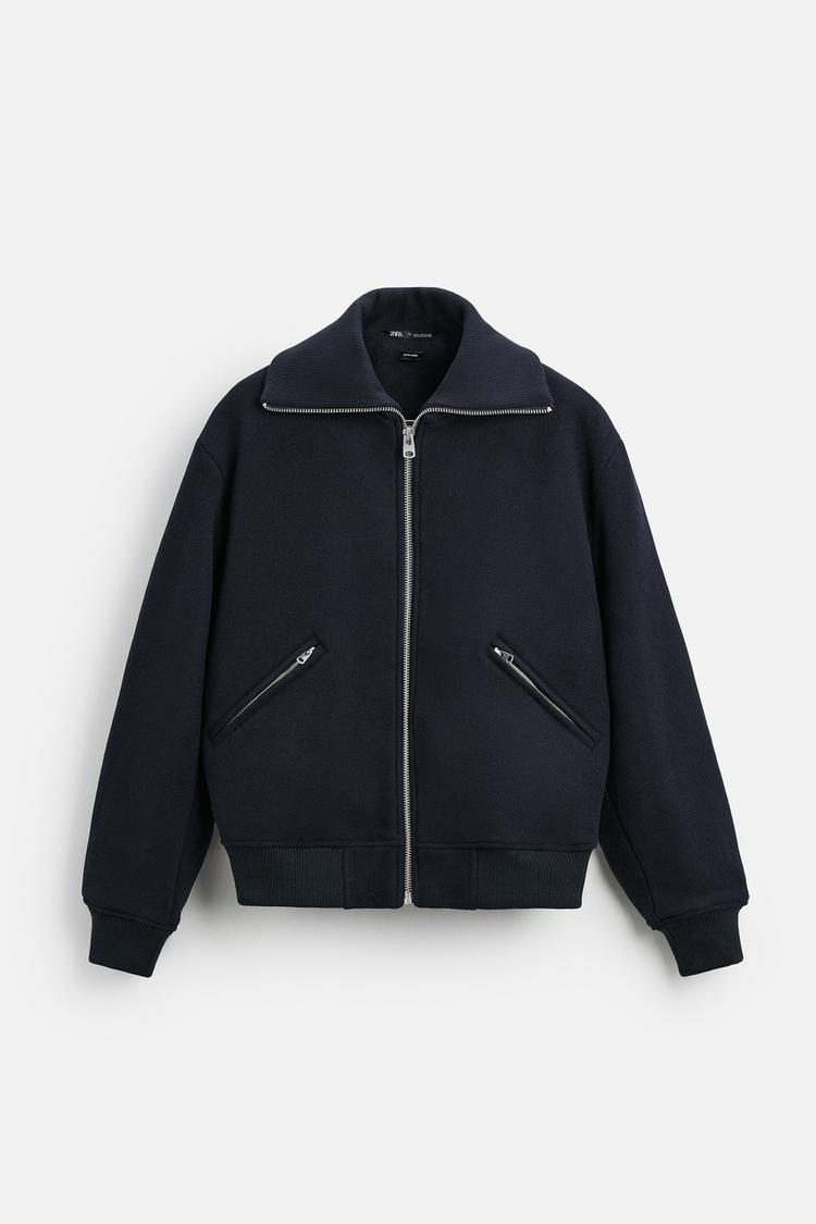 Zara padded jacket with a ribbed collar