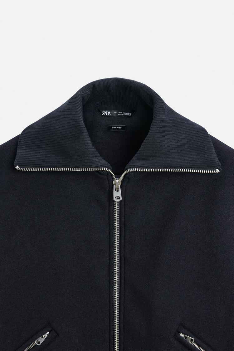 Zara padded jacket with a ribbed collar