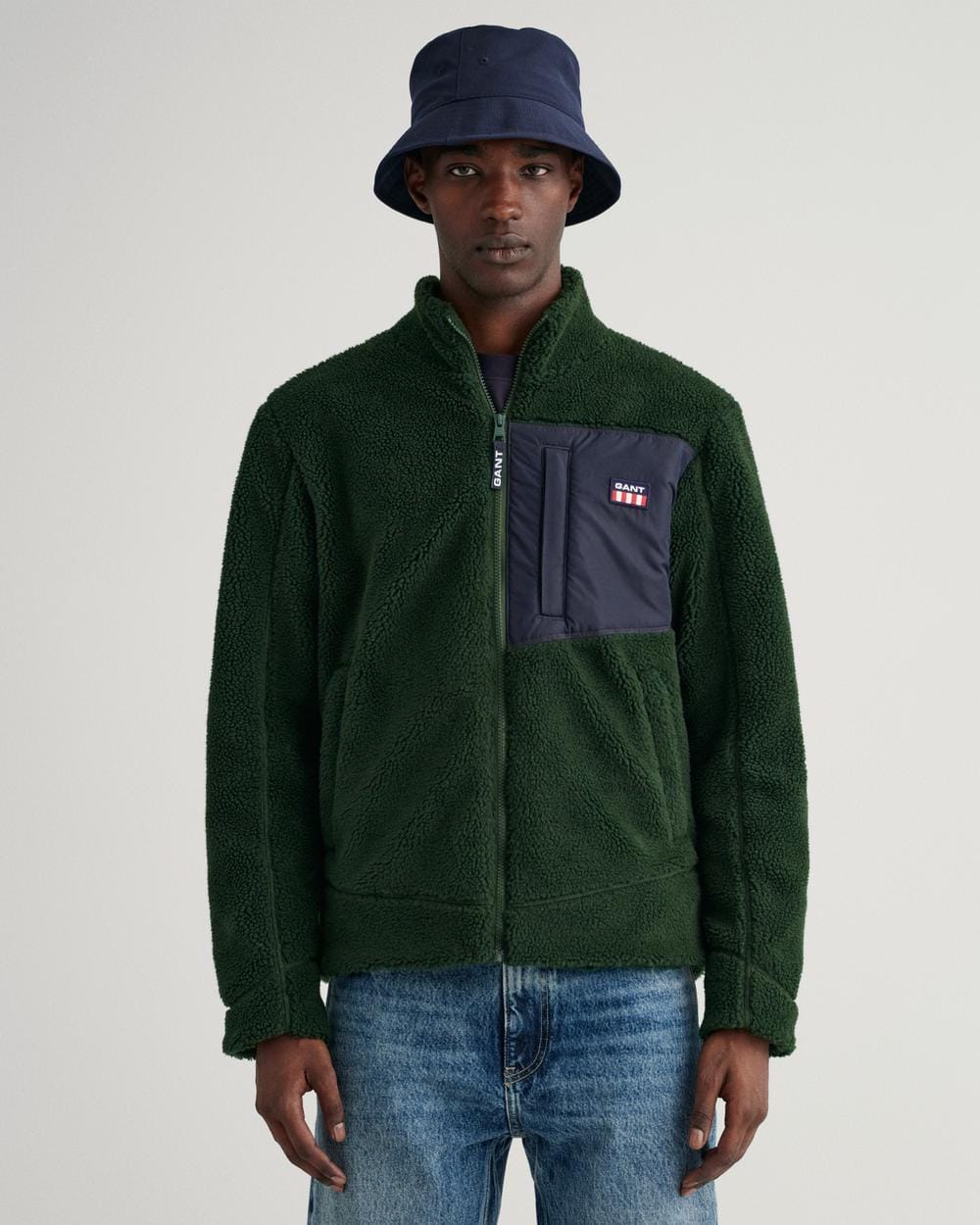gant green regular fit fleece jacket