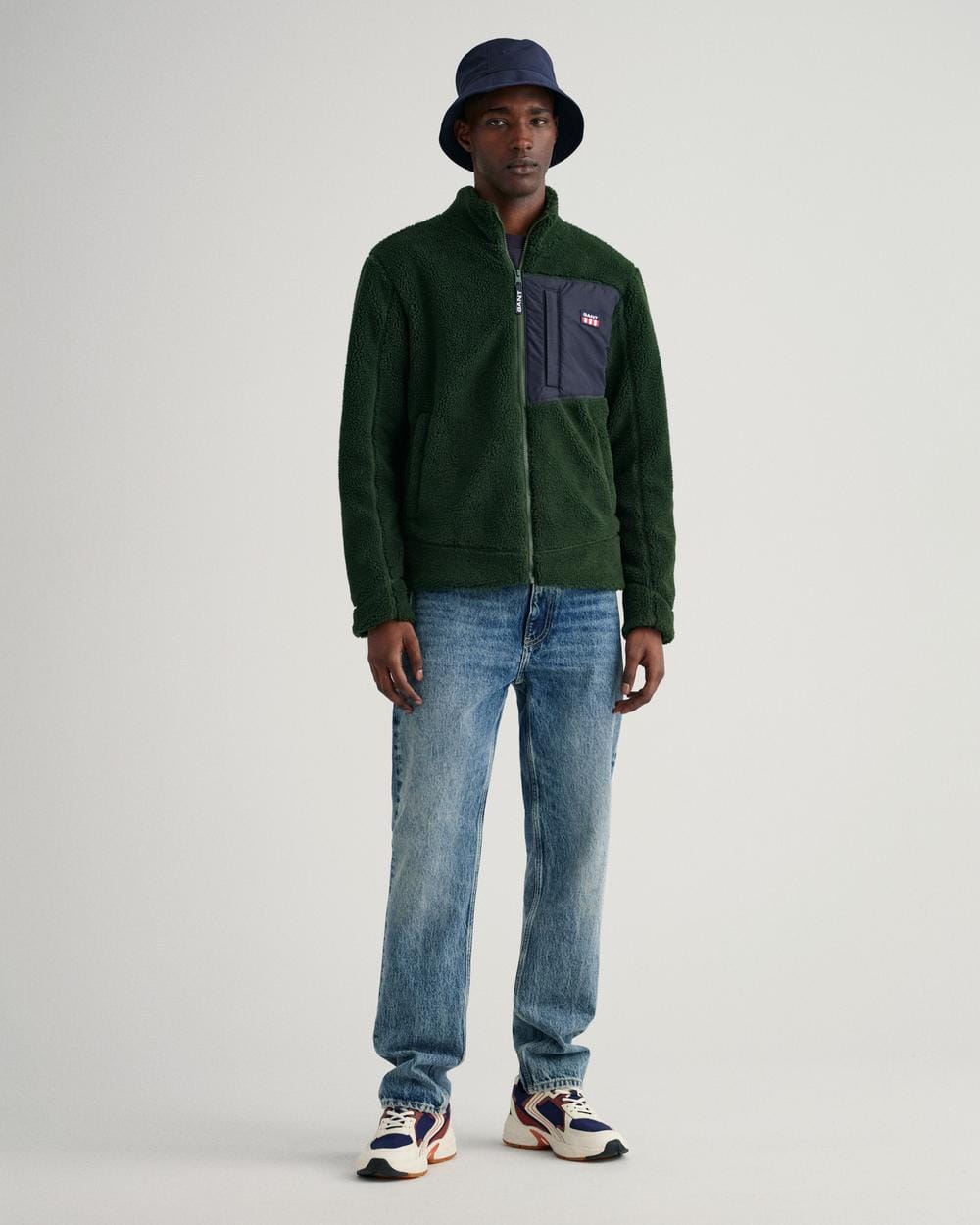 gant green regular fit fleece jacket