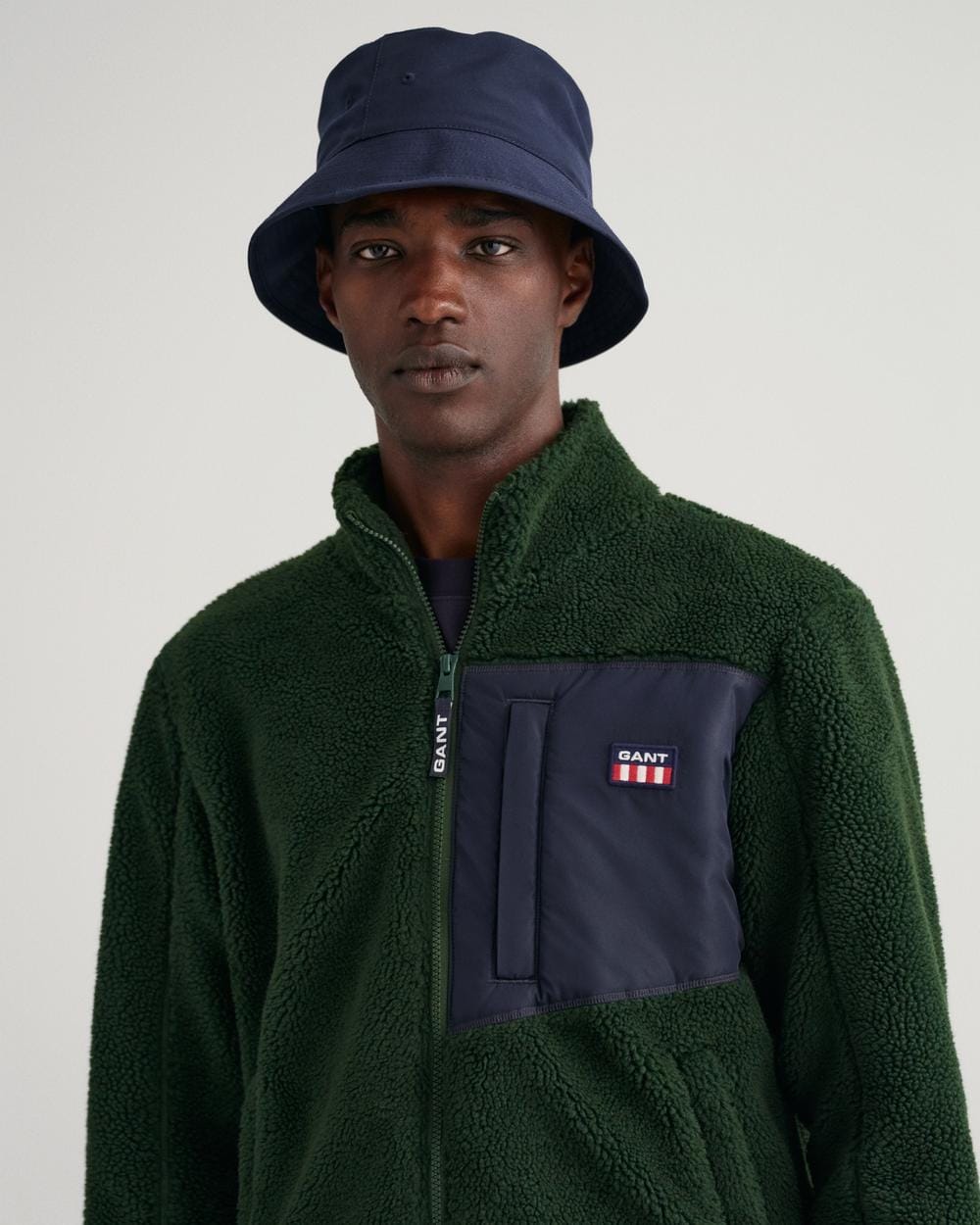 gant green regular fit fleece jacket