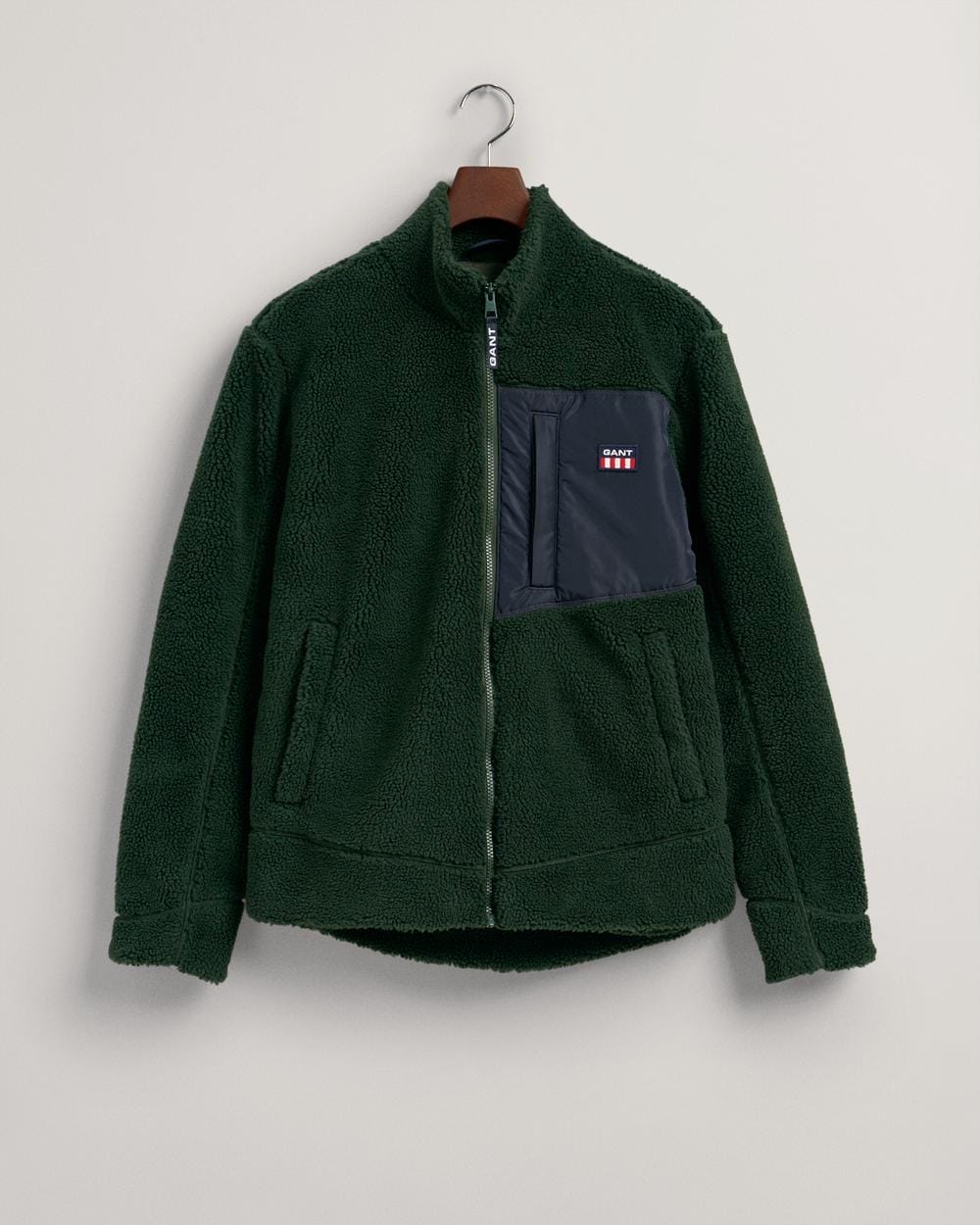 gant green regular fit fleece jacket