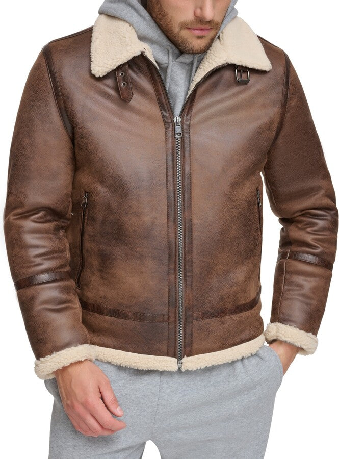 Calvin Klein Men's Classic Faux Shearling Bomber Jacket