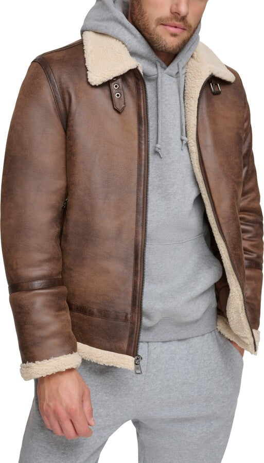 Calvin Klein Men's Classic Faux Shearling Bomber Jacket