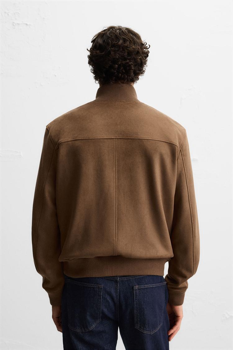 Zara Faux Suede Regular Fit Jacket Brown