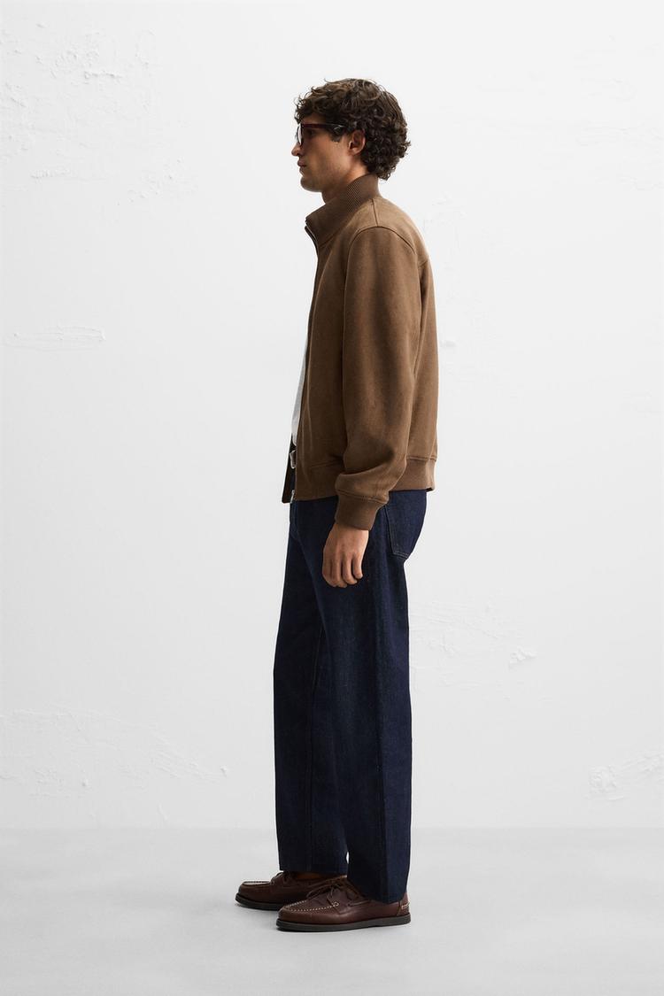 Zara Faux Suede Regular Fit Jacket Brown