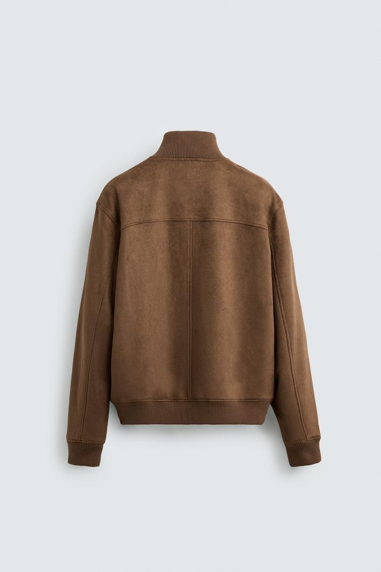 Zara Faux Suede Regular Fit Jacket Brown
