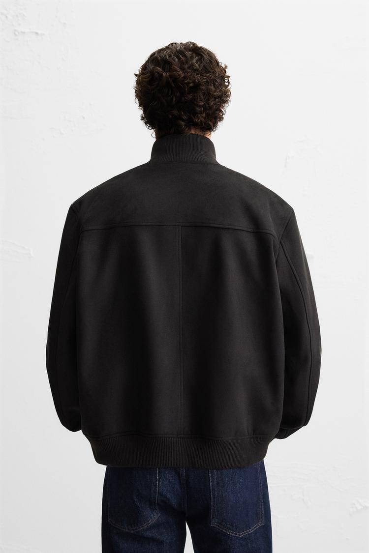 Zara Faux Suede Regular Fit Jacket Black