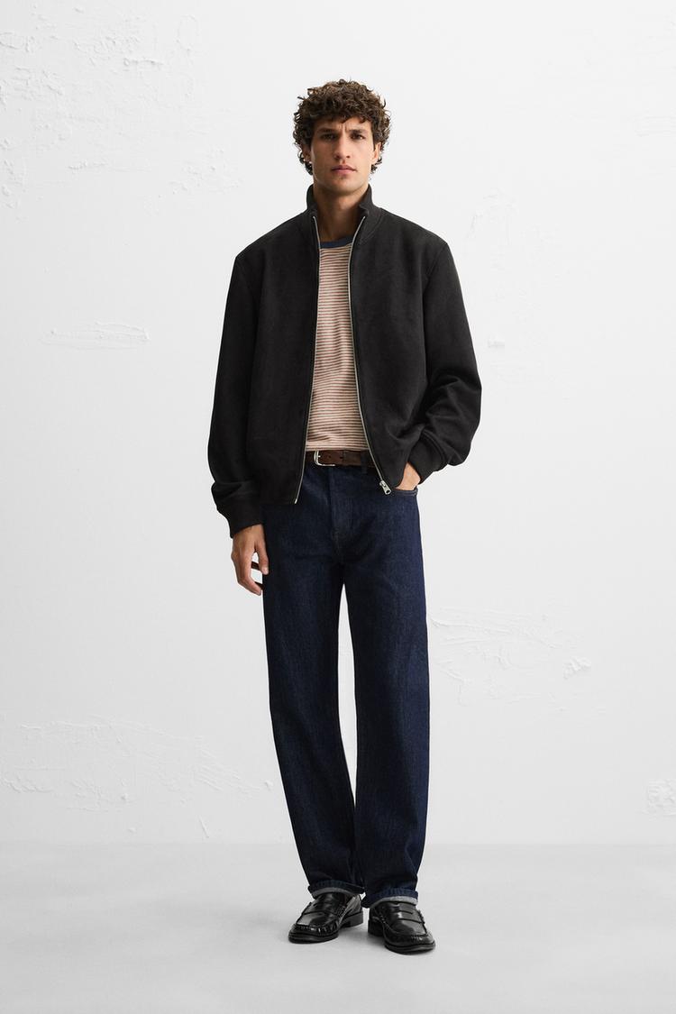 Zara Faux Suede Regular Fit Jacket Black