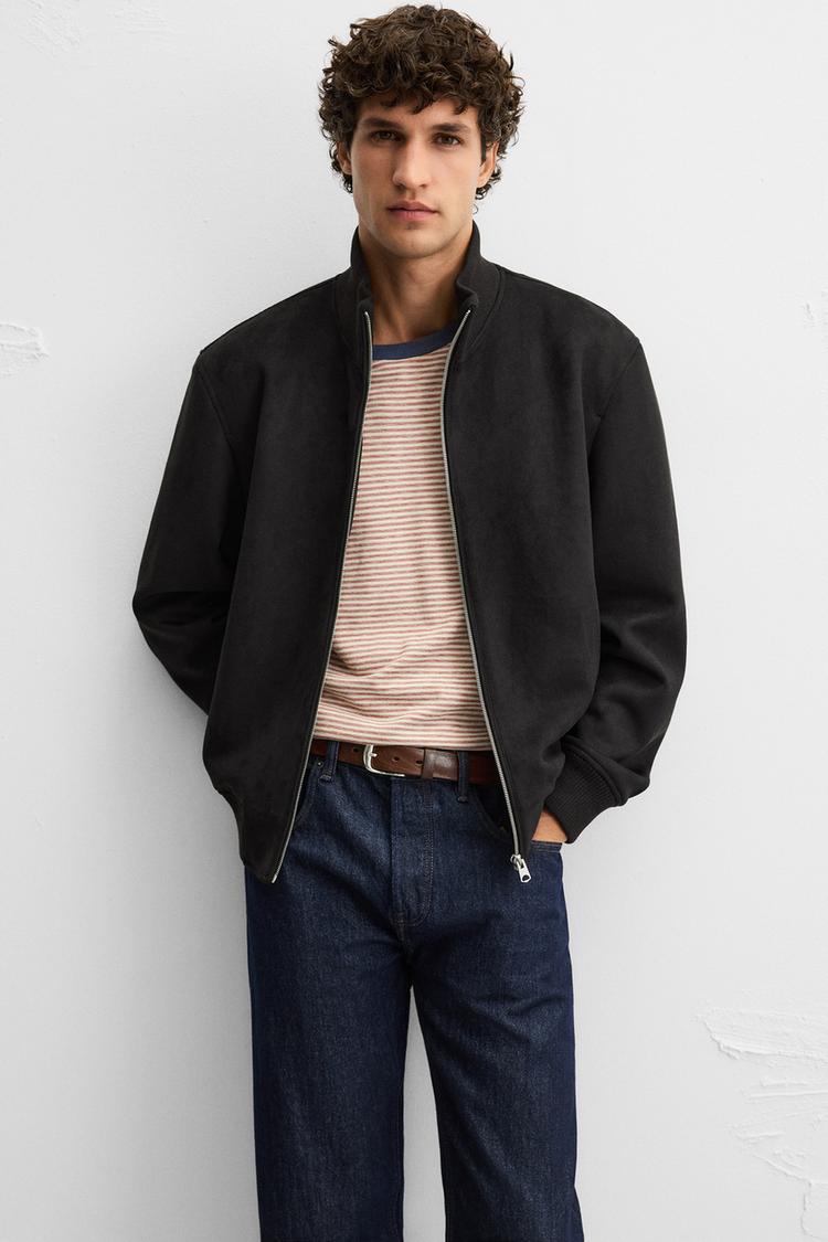 Zara Faux Suede Regular Fit Jacket Black