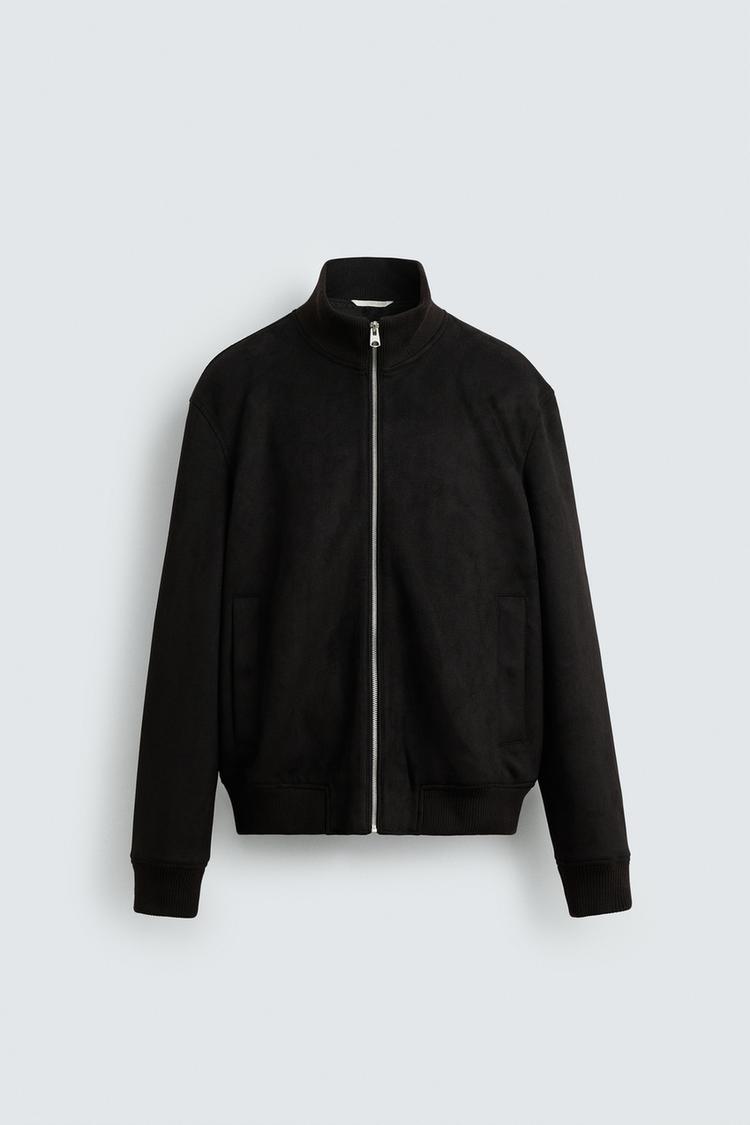 Zara Faux Suede Regular Fit Jacket Black