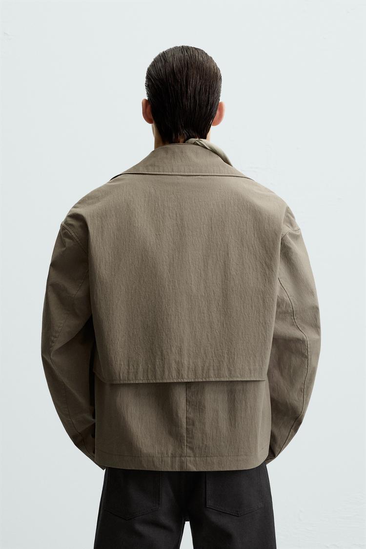 Cropped Technical Trench Coat Zara Olive Green