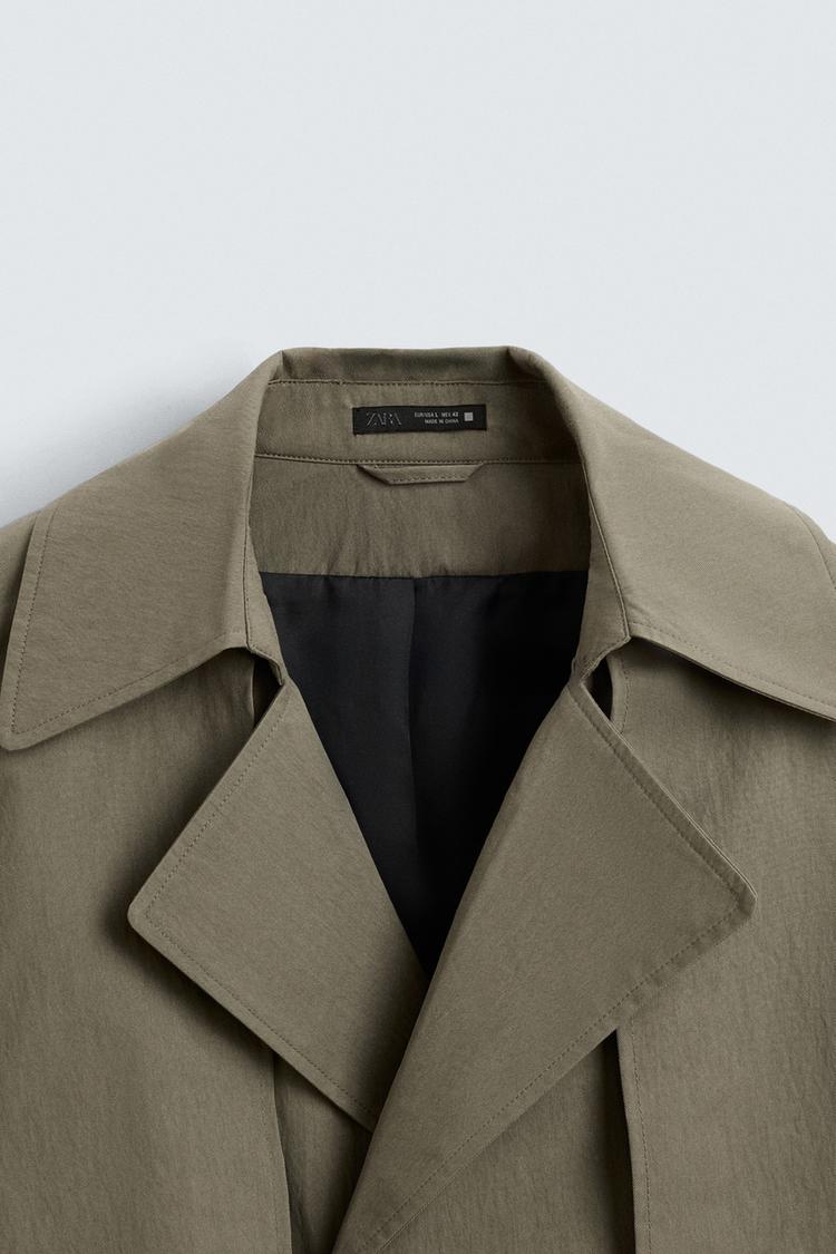 Cropped Technical Trench Coat Zara Olive Green
