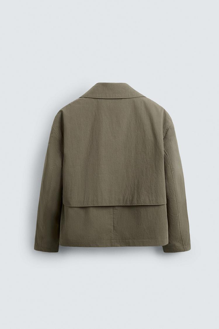 Cropped Technical Trench Coat Zara Olive Green