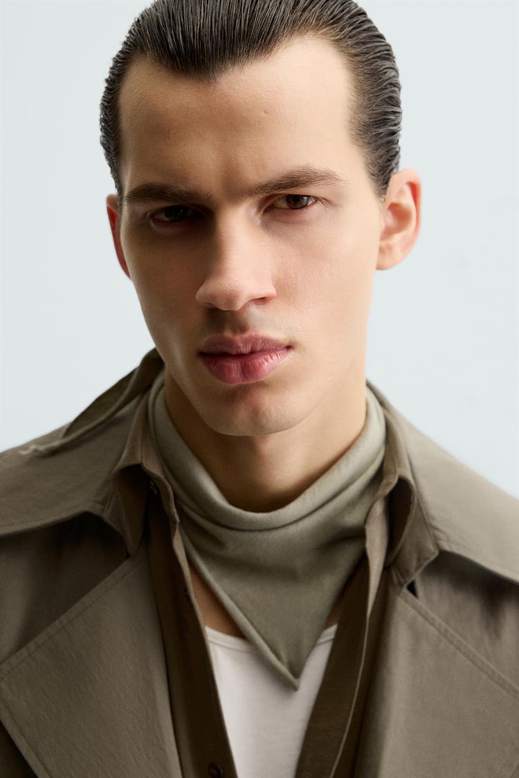 Cropped Technical Trench Coat Zara Olive Green