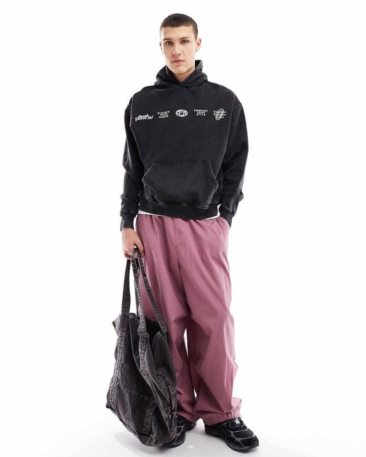 P&B STWD Graphic Print Hoodie In Black