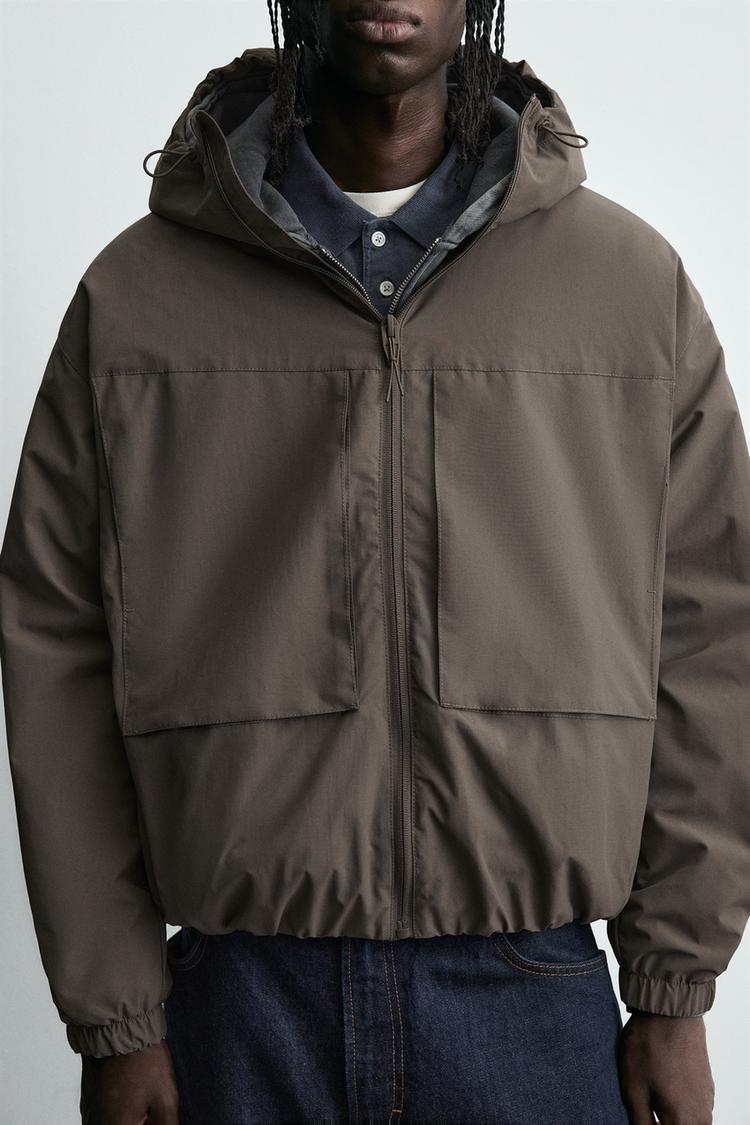 WATER-REPELLENT TECHNICAL JACKET WITH FLEECE BROWN