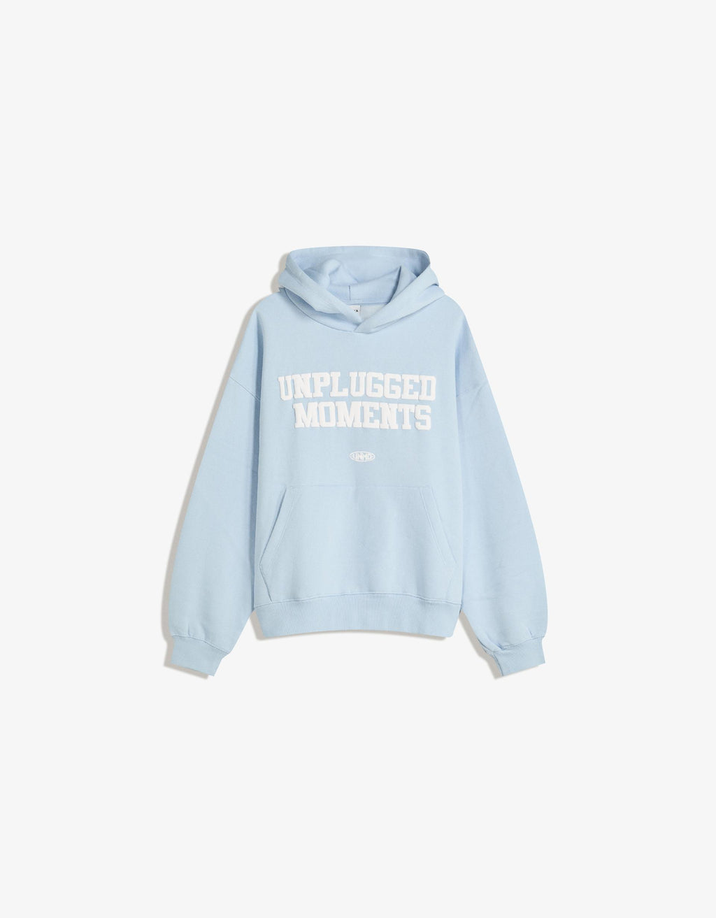 light blue "UNPLUGGED MOMENTS" hoodie in Bershka