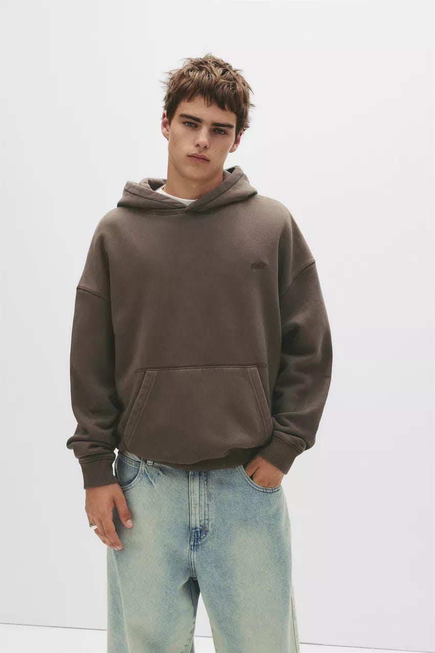 Pull&Bear STWD hoodie in brown