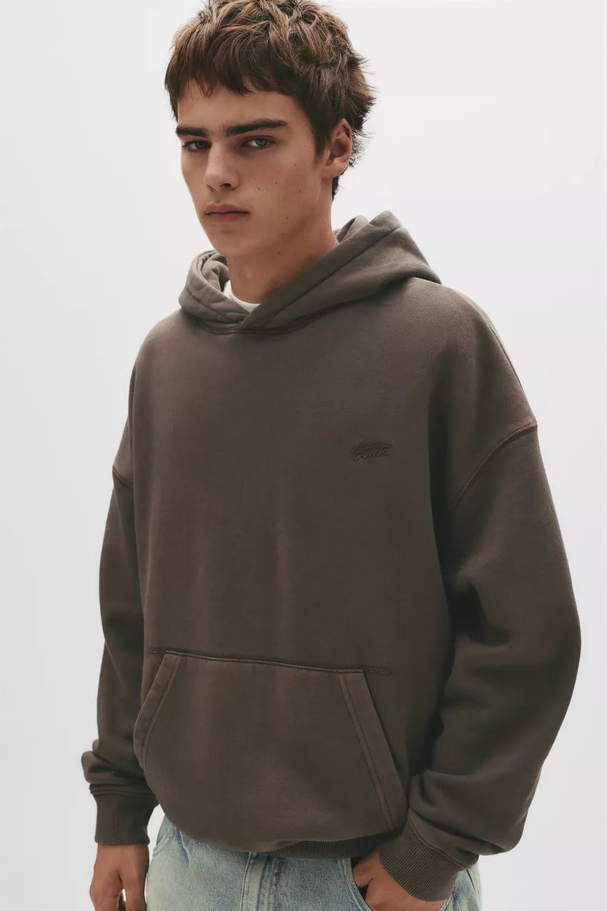 Pull&Bear STWD hoodie in brown
