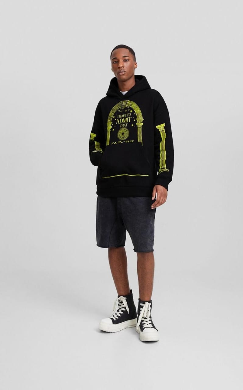 Bershka Printed Hoodie