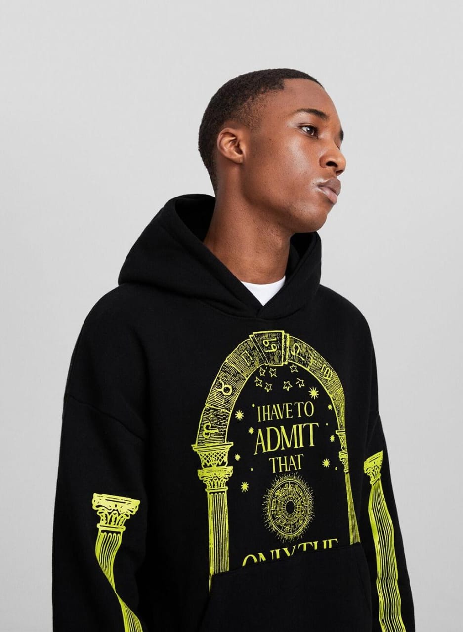 Bershka Printed Hoodie