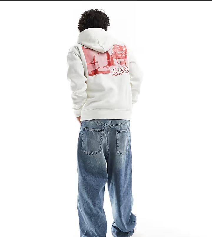 Bershka City Back Printed Hoodie In White