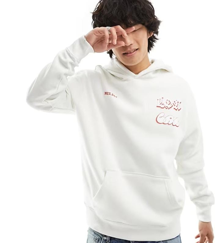 Bershka City Back Printed Hoodie In White