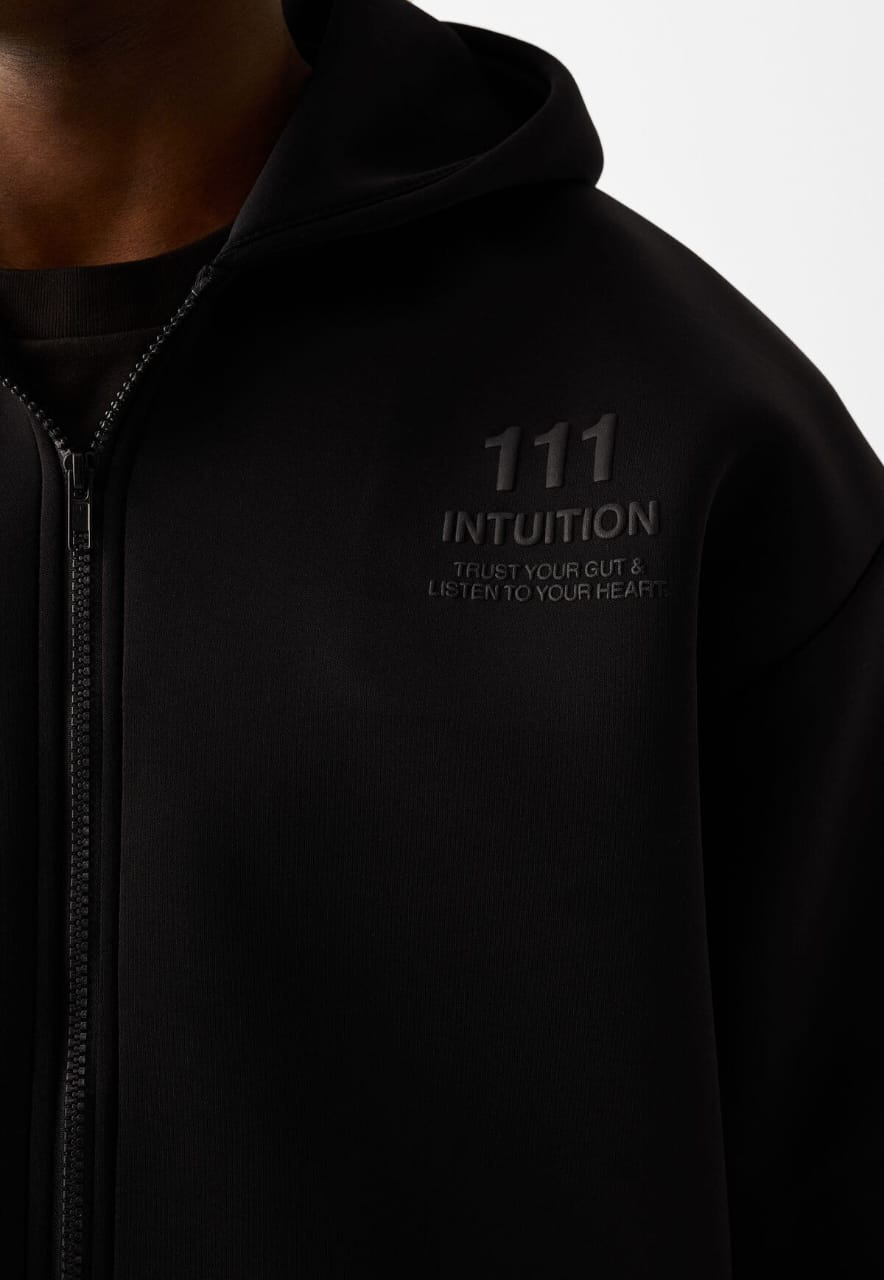 Bershka Zip-up slogan hoodie