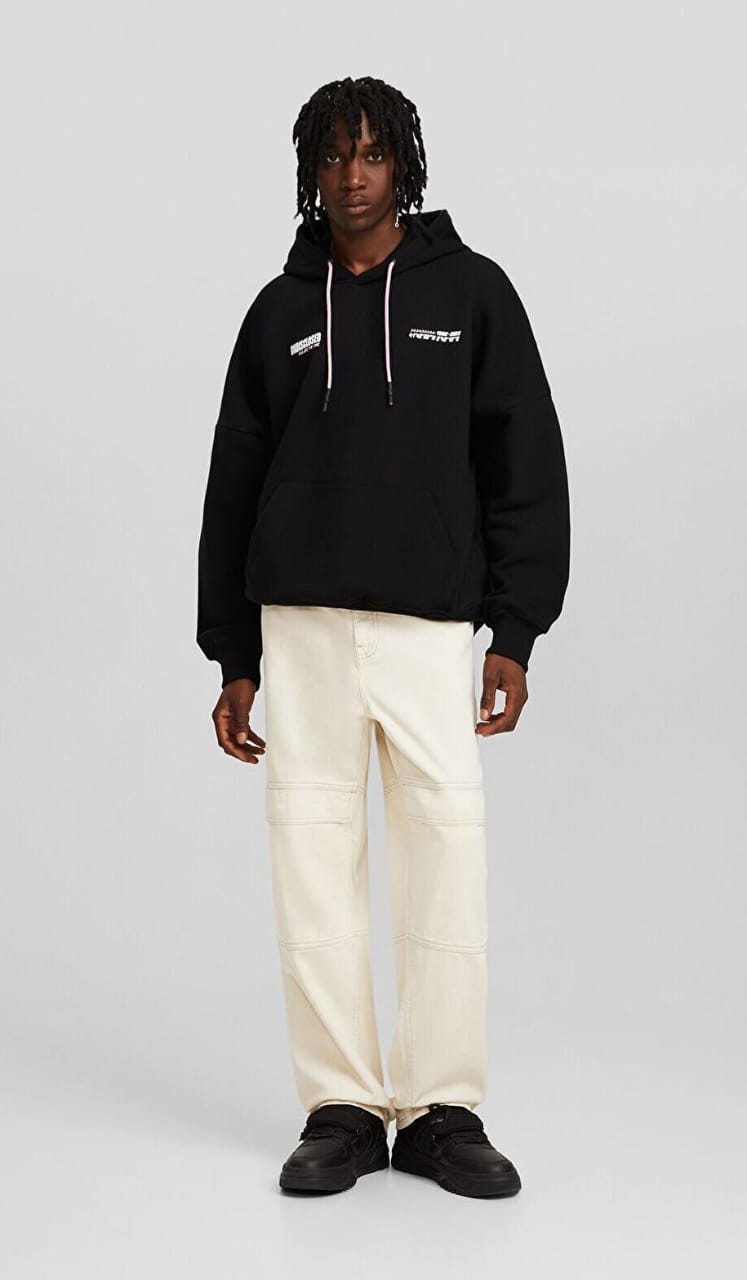 Bershka oversized hoodie Black