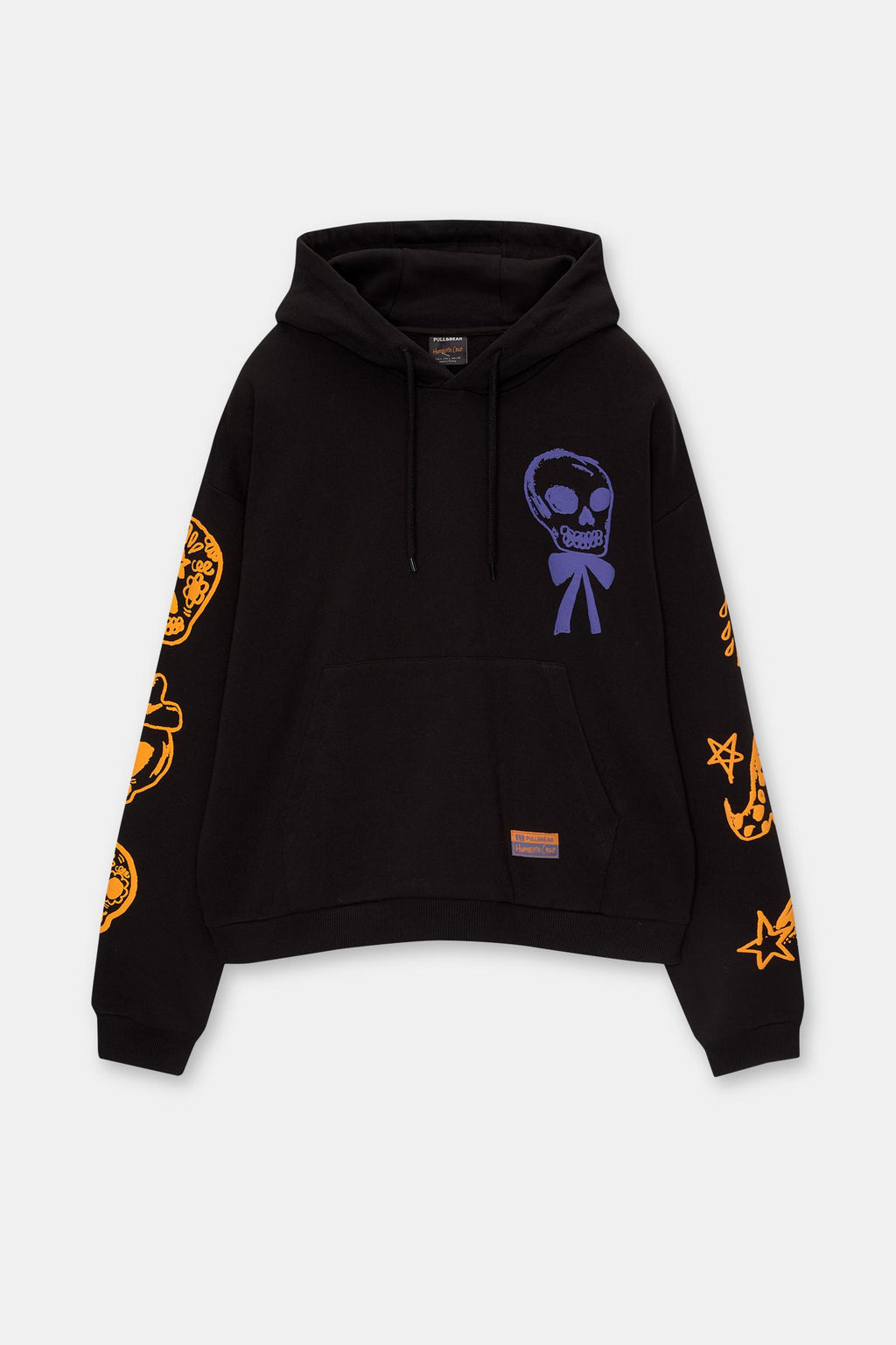 Pull&Bear black hoodie with graphic prints