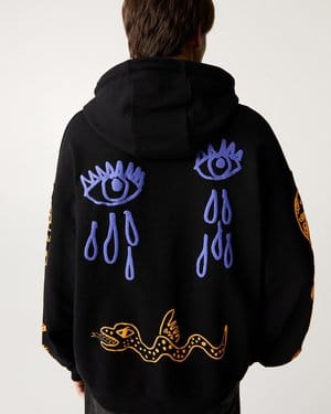 Pull&Bear black hoodie with graphic prints