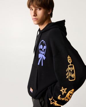 Pull&Bear black hoodie with graphic prints