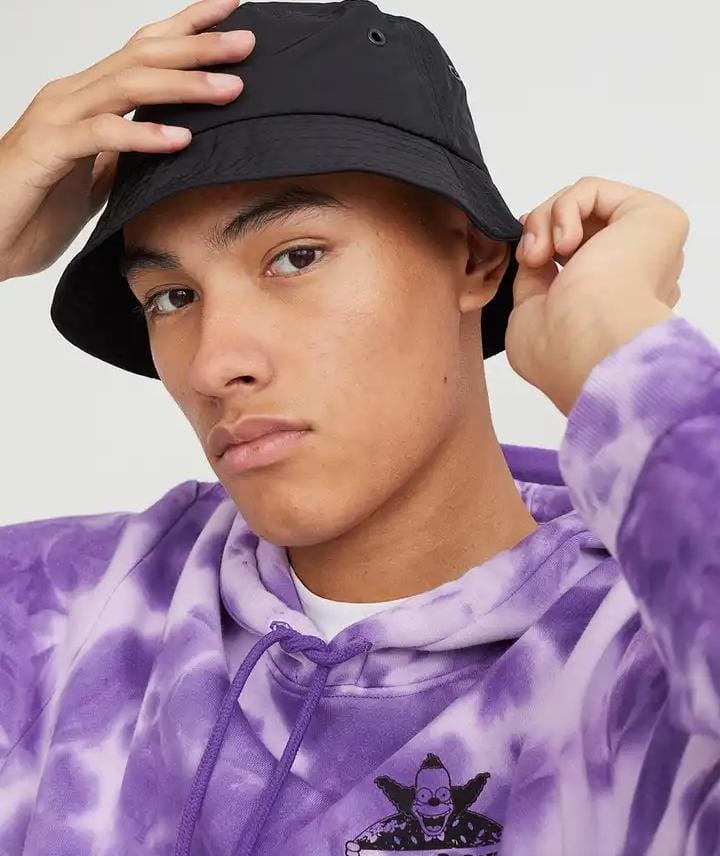 H&M Men White & Purple Tie Dye Printed Hoodie