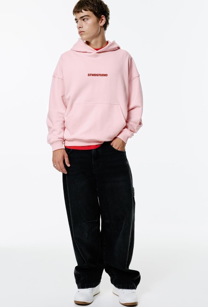 Pull&Bear Stwd studio hoodie in pink