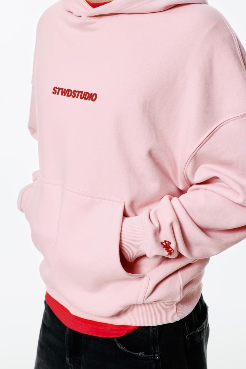 Pull&Bear Stwd studio hoodie in pink
