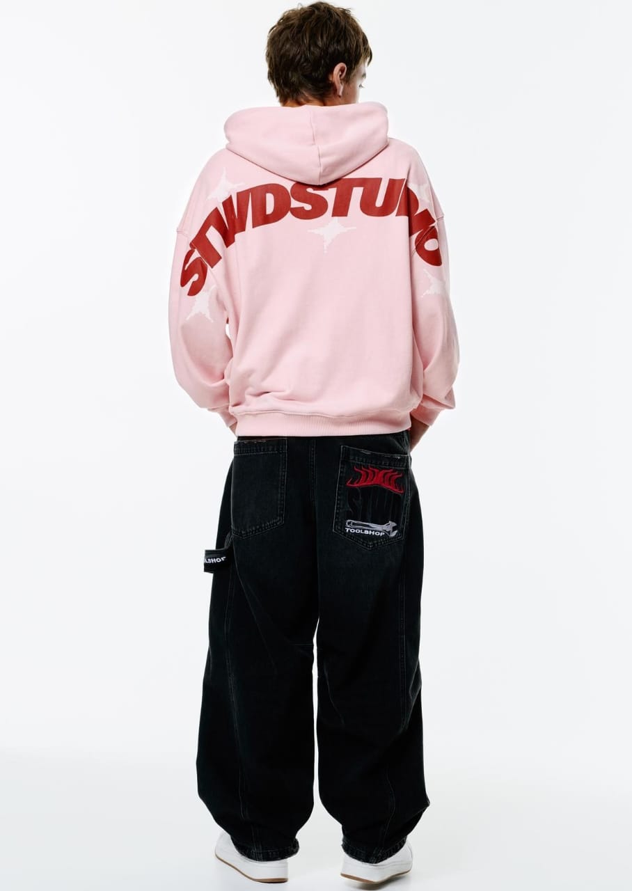 Pull&Bear Stwd studio hoodie in pink