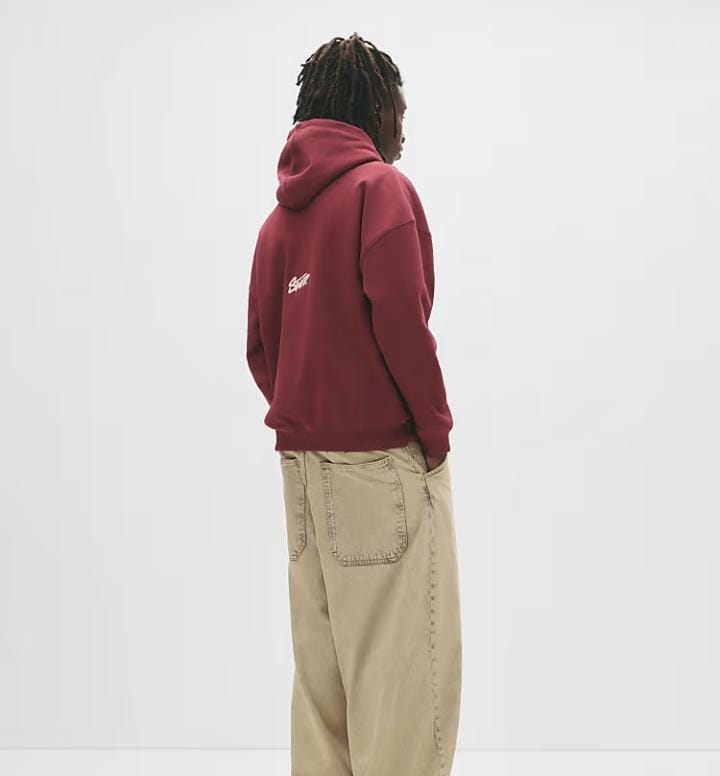 Pull&Bear STWD embroidered logo hoodie in burgundy